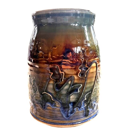 Laurey-Faye Long Artist Handmade Glazed Pot Nature North Carolina Appalachians - Picture 2 of 12